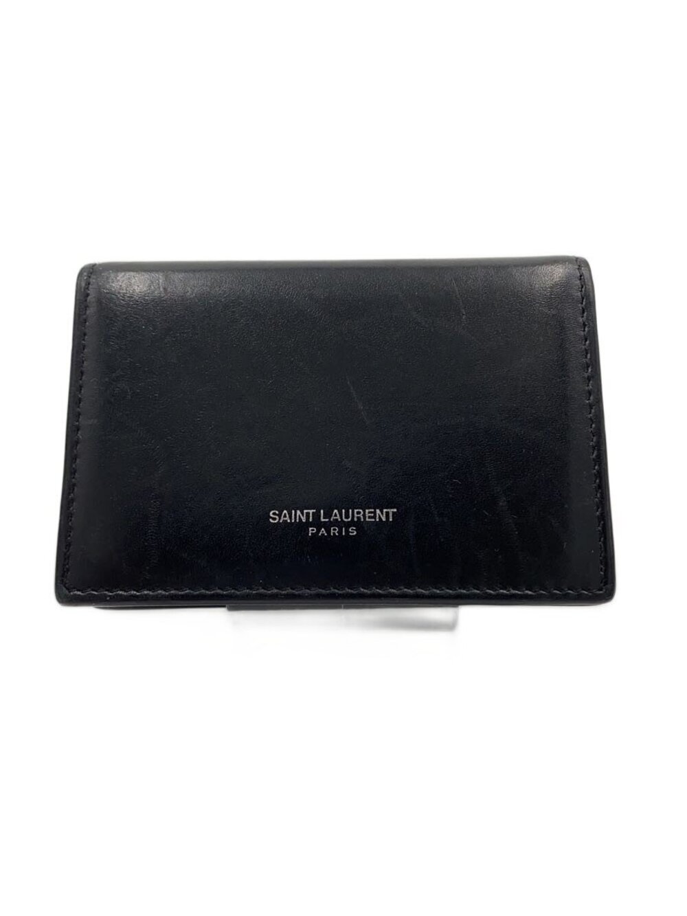 SAINT LAURENT Card Case Wallet Leather Black
